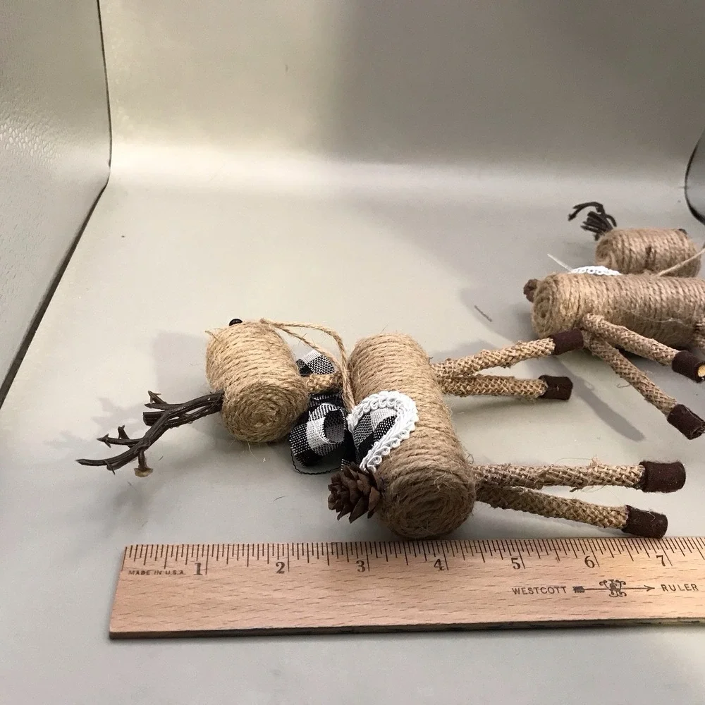 Christmas Reindeer Made Of Jute With Plaid Scarf Distributed By‎ Menards 7